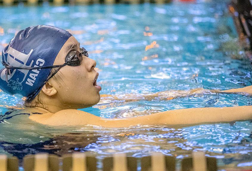 Girl swimmer in the pool